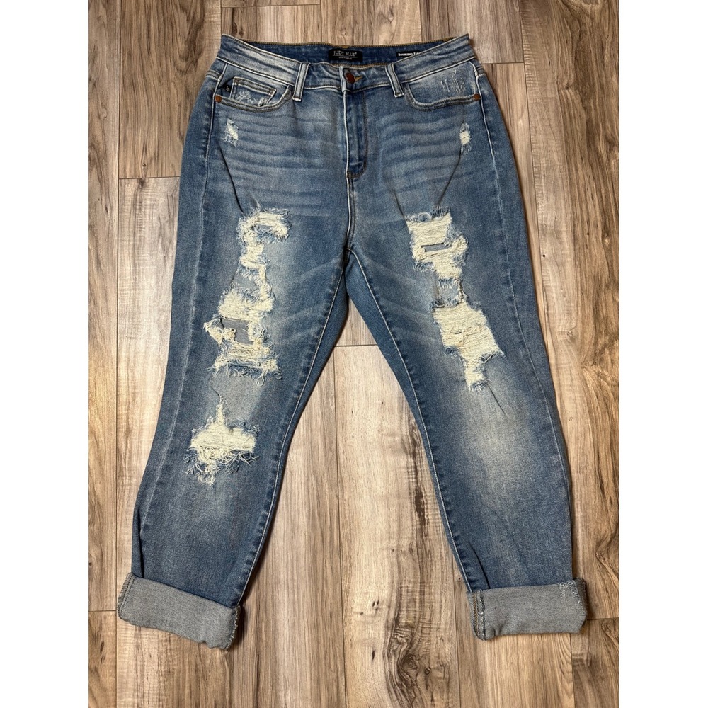 Judy Blue Women's Distressed Medium Wash Boyfriend Jeans Size 29